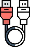 USB cable lleno medio cortar icono vector