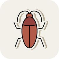 cucaracha línea lleno blanco sombra icono vector