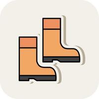 Farmer Shoes Line Filled White Shadow Icon vector