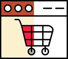 compras carro lleno medio cortar icono vector