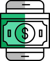 Banknotes Filled Half Cut Icon vector