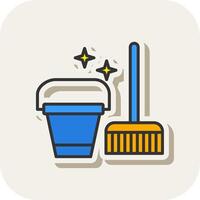 Cleaning Tools Line Filled White Shadow Icon vector