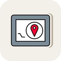 Navigator Device Line Filled White Shadow Icon vector