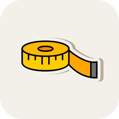 Measure Tape Line Filled White Shadow Icon