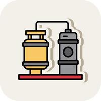 Processing Plant Line Filled White Shadow Icon vector