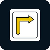 Turn Right Glyph Two Color Icon vector