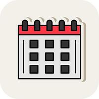 Calendar Line Filled White Shadow Icon vector
