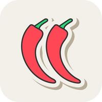 Chilli Line Filled White Shadow Icon vector