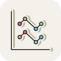 Line Chart Line Filled White Shadow Icon vector