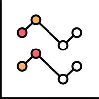 Line Chart Filled Half Cut Icon vector