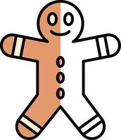 Gingerbread Man Filled Half Cut Icon vector
