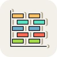 Gantt Chart Line Filled White Shadow Icon vector