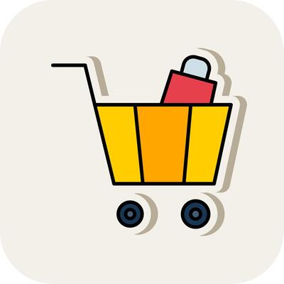 Cart Line Filled White Shadow Icon