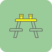 picnic mesa lleno amarillo icono vector