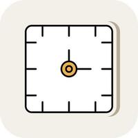 Clock Line Filled White Shadow Icon vector