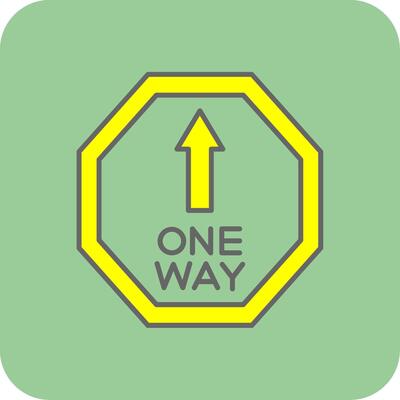One Way Filled Yellow Icon