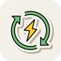 Renewable Energy Line Filled White Shadow Icon vector