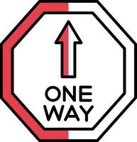 One Way Filled Half Cut Icon vector