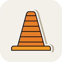 Traffic Cone Line Filled White Shadow Icon vector