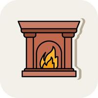 Fireplace Line Filled White Shadow Icon vector