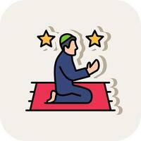 Offering Prayer Line Filled White Shadow Icon vector