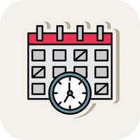 Timetable Line Filled White Shadow Icon vector