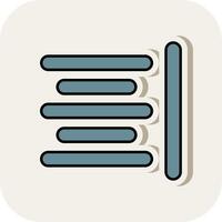 Horizontal Align Line Filled White Shadow Icon vector