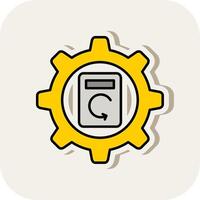 Process Data Line Filled White Shadow Icon vector