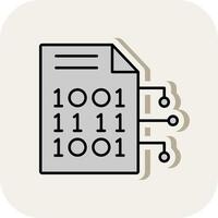 Encryption Data Line Filled White Shadow Icon vector