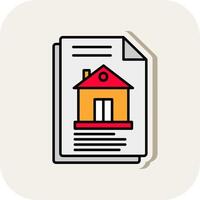 Property Document Line Filled White Shadow Icon vector