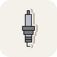 Spark Plug Line Filled White Shadow Icon vector