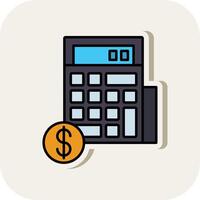 Calculator Line Filled White Shadow Icon vector