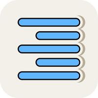 Horizontal Right Align Line Filled White Shadow Icon vector
