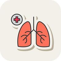 Pulmonology Line Filled White Shadow Icon vector