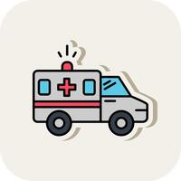 Ambulance Line Filled White Shadow Icon vector