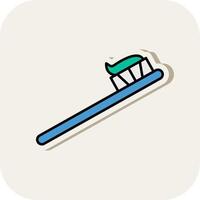 Toothbrush Line Filled White Shadow Icon vector