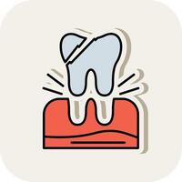 tooth Extraction Line Filled White Shadow Icon vector