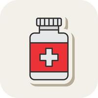 Medicine Bottle Line Filled White Shadow Icon vector