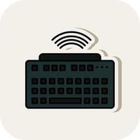 Wireless Keyboard Line Filled White Shadow Icon vector