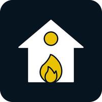 Burning House Glyph Two Color Icon vector