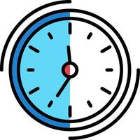 reloj lleno medio cortar icono vector