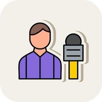 Reporter Line Filled White Shadow Icon vector