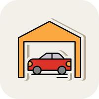 Garage Line Filled White Shadow Icon vector