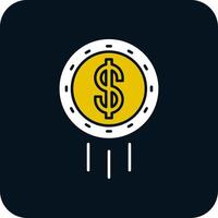 Dollar Coin Glyph Two Color Icon vector