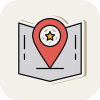 Gps Line Filled White Shadow Icon vector