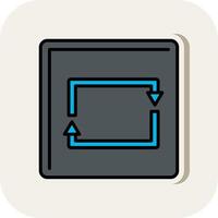 rectangular flecha línea lleno blanco sombra icono vector