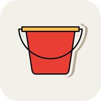 Bucket Line Filled White Shadow Icon vector