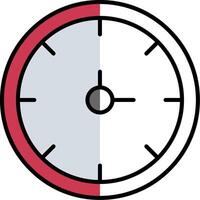 reloj lleno medio cortar icono vector