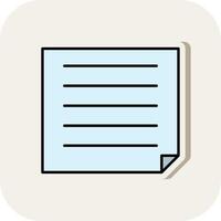 Post It Line Filled White Shadow Icon vector