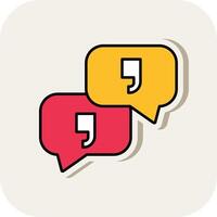 Quotation Line Filled White Shadow Icon vector